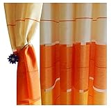 FKL DESIGN Home Deco Halbtransparent Ösenvorhang Ösenschal Schal Dekoschal für Fenster Dekorative Gardine Farben Streifen 2er Set Vorhänge mit Ösen 145x245 cm AGV (V17)