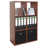 RICOO Standregal (WM079-ER) 107 x 73 x 33 cm Holzregal Eiche Rustikal Braun Bücherregal Organizer Bücherschrank Raumteiler Pflanzenregal W