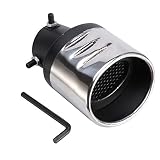 Auspuffrohr Edelstahl Endrohr Qiilu Auspuff Auspuffendrohr Gebogen mit Netz weniger als 57mm Universal Schwarze und Silberne Farb