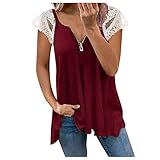 Wanderbluse Damen Langarm Atmungsaktiv Damen Bluse Blusen Shirt T Shirt Damen Schwarz (Wine, XXL)