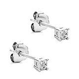 Orovi Ohrstecker Diamant Ohrringe Set,Damen Weißgold Ohrstecker 9 Karat (375) Brillanten 0.03