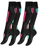 2 Paar Original VCA® SKI Funktionssocken, Wintersport Socken mit Spezial Polsterung,Gr.-39/42,Pink/T