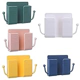 oomuka 5 Stück Wandmontage Handyhalter, Wandmontage Fernbedienung Halter, ABS Wandmontage Aufbewahrungsbox, Organizer Hook Box für Handy Lade Halter mit Haken-Klebe-S