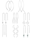 Milacolato 8Pairs Edelstahl Curved Durchzieher Ohrringe Set Damen Herz Drop Dangle Tassel Ohrring Kette Pull Through Lange Ohrringe Hängend Set Schmuck