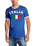 Coole-Fun-T-Shirts Herren T-Shirt Italien Ringer, blau, L, 10840_Italien_HERI_GR.L