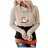 Damen Hoodies Weihnachten Sweatshirts Casual Kapuzenpullover Langarm Oberteil Oversized Frauen Tops Sport Streetwear Kapuzenpulli Hoher Ausschnitt Jumper Outwear Lose Vintage Christmas Printed Jack
