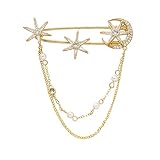 Amosfun Brosche mit Strasssteinen, Perlen, Brustnadel, Kristallkette, Schmuck, Anzug, Pullover, Schals, Schal, Brosche für D