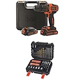 Black+Decker 2-Gang Akku-Schlagbohrschrauber – Schlagbohrmaschine mit 2-Gang-Vollmetallgetriebe & LED-Licht zum Schrauben, Bohren & Schlagbohren – 1 x Schlagbohrer, Bohrer & Schrauber B