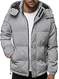 OZONEE Herren Winterjacke Jacke Winter Farbvarianten Warm Bomberjacke Steppjacke Wintermantel Kunstfell Daunenjacke Leichte Jacket Outdoor Puffer Gepolstert 777/7392K Silber L