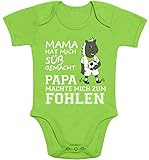 Shirtgeil Mama machte Mich süß Papa machte Mich zum Fohlen Baby Body Kurzarm-Body 3-6 Monate Limettengrü