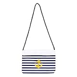 Boland 44360 - Handtasche Navy, Blau-Weiß gestreift, Verzierung goldener Anker, Matrosin-Kostü