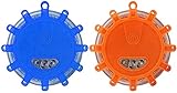 AVASAGS 2 Pack LED Warnleuchten Warnlicht, Auto EIN/Aus Warnlicht Auto Rundum-Warnblinkleuchte,Magnetisch Wasserdicht Kabellos Antikollisions Sicherheitswarnleuchten (Orange+Blau)