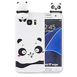 Ostop Kompatibel mit Samsung Galaxy S7 Edge Hülle,3D Süß Karikatur Tier Motiv Matt Weich Silikon Handyhülle Flexibel Gummi Gel Slim Dünn Schale für Samsung Galaxy S7 Edge,Weiß