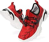 BRONAX Sportschuhe Jungen Mädchen Hallenschuhe Turnschuhe Kinder rutschfest Laufschuhe hallenturnschuhe Schuhe Tennisschuhe Halbschuhe Schuhe Rot 34 EU(35 Asien)