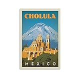 Vintage-Reise-Poster Cholula, dekoratives Gemälde, Leinwand, Wandkunst, Wohnzimmer, Poster, Schlafzimmer, Malerei, 50 x 75