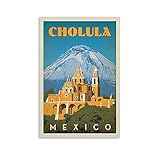 Vintage-Reise-Poster Cholula, dekoratives Gemälde, Leinwand, Wandkunst, Wohnzimmer, Poster, Schlafzimmer, Malerei, 50 x 75