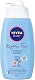 NIVEA BABY Kopf bis Fuss Shampoo & Bad (500 ml), mildes Babyshampoo & Duschgel mit beruhigender Kamille, sanftes Duschbad für Haut und Haare mit Aug