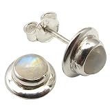 SilverStarJewel Massiver Sterling Silber Regenbogen Mondstein tcw 1,8 Ohrringe 1 cm 2,7 G