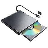Externes CD DVD Laufwerk USB 3.0 mit Type-C Tragabar CD/DVD- Brenner Reader Writer, Niedriger Lärm Slim DVD/CD Player für PC Laptop Desktop Apple Mac MacBook Windows Linux