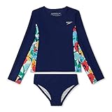 Speedo Mädchen Uv Swim Shirt Langarm Rashguard Set, Mädchen, Rash-Guard-Set, Infinite Tie Dye Long-Sleeve Rashguard Two-Piece Set, Peacoat, 4