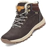 Mishansha Winterstiefel Herren Damen Gefüttert Winterschuhe Wasserdicht Warme Wanderschuhe Winter Trekkingschuhe rutschfest Outdoor Winter Boots Schneestiefel Braun 43 EU