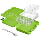 Naturalgiants® Lunchbox - Flexible Unterteilung mit bis zu 6 einzelnen Fächern - Auslaufsichere Brotdose für Kinder - Inkl. robustem Göffel (Grün)