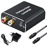 AMANKA Analog zu Digital Audio Konverter mit Optischem Kabel- Analog auf Digital Wandler RCA Cinch + 3.5mm Audio-Klinke zu Toslink/SPDIF Koaxial Audio Adapter für TV DVD Blu-Ray PS3 Xbox