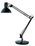 ALBA - ARCHI N - Schreibtischleuchte - Metall - Farbausführung Schwarz - Architektenlampe - Beschwerter Standfuß - Inklusive Klemmzwinge - Designleuchte - Gelenkarme und Schwenkbarer Kop