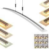 LED Hängelampe Delaware, höhenverstellbare Pendelleuchte aus Metall/Glas in Silber, Höhe max. 156 cm, 27 Watt, 3700 Lumen, Lichtfarbe 2700-4000 Kelvin, stufenlos dimmbar über T