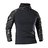 ZYSK Herren Tactical Shirt Combat Shirt Slim Fit Langarm Camouflage Shirt Paintball Airsoft Army Hemd Baumwollhemd Outdoor Military T-Shirt mit T