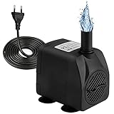 Mini Wasserpumpe Springbrunnen Pumpe 1000L/H 15W Aquarienpumpe Leises Tauchpumpe mit 1.4m Netzkabel für Aquarium Teiche Garten Brunnen Gartenteich Hydroponiksystem AC220-240V