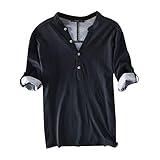Loeay Herren-Pullover mit Langen Ärmeln, Frühling und Sommer, einfarbig, einfach und vielseitig, Stehkragen, halb zu öffnende, Bequeme, modische Herrenoberteile 3XL