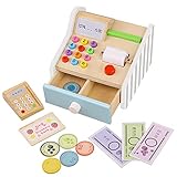 Holzkasse Spielzeug, Pretend Play Kids Kasse Registrieren Holz Pretend Play Set Spielzeug für Vorschule Alter Kleinkinder Jungen M