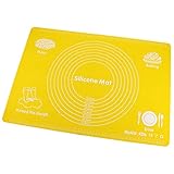 CAREMiLLE Silikon-Backmatte mit Maßangaben Antihaft-Gebäckmatte zum Ausrollen von Teig,rutschfeste Silikon-Knetunterlage,Gelb