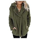 Hanxiulin Damen Herbst Winter Jacke Fleecejacke Damen Teddy Fleece Mantel Damen Teddyfleece Jacke Vliesjacke Damen Langarm Übergangsjacke Kapuzenjacke Sweatjacke Outw