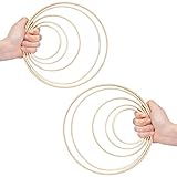 Lezed Traumfänger Holz Ringe Basteln Gross Holzringe zum Basteln für Traumfänger Stickrahmen Holz Kranz Bambus Ringe Hoops für DIY Hochzeitskranz Dekor und Wandbehang Handwerk 5 6 7 8 10 Zoll 10 Stück