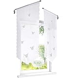 ESLIR Scheibengardine mit Schmetterling Laserschneiden Bistrogardine Küche Rollos Voile Transparent Panneaux Weiß HxB 90x40cm 1 Stück