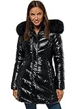 OZONEE Damen Winterjacke Jacke Parka Farbvarianten Warm Winterparka Funktionsparka Wintermantel Lange Regenjacke Kunstfell Gefüttert Outdoor Puffer Jacket Gepolstert O/DK026/1 SCHWARZ S