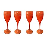 4 Stück Moët &Chandon Ice Imperial Champagnergläser，175ml Sektgläser set mit gravur kunststoff , Plastik Wine Party moet gläser (Orange A)