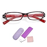 JUNZ Blaulichtfilter Damen Lesebrille,1.0-3.5 Trendy Strass-Frühlingsscharnier-Computerl Lesehilfe,Lila,Blau,Schw