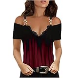 Vmiozizc Women's Cold Shoulder Strappy Tunic Tops Loose Zipper V-Neck Tee Summer Casual T-Shirt Fashion Blouses-XX-Large,W