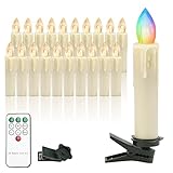 EINFEBEN 20er LED Weihnachtskerzen Kabellos, RGB Christbaumkerzen mit Fernbedienung Timer, kaltweiß warmweiß Flammenlose Kerzenlichter Dimmbar, LED Kerzen für Weihnachtsdek