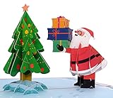 MOKIO® Pop-Up Weihnachtskarte [NEU!] – Weihnachtsmann mit Geschenken & Weihnachtsbaum – 3D Grußkarte zu Weihnachten, Xmas Geschenkkarte als Gutschein oder für Geldgeschenk