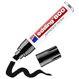 edding 800 Permanentmarker - schwarz - 1 Stift - Keil-Spitze 4-12 mm - für breite Markierungen - wasserfest, schnell-trocknend, wischfest - für Karton, Kunststoff, Holz, Metall, G