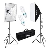 Softbox Fotostudio Set,FGen Fotolicht 2x50x70cm Beleuchtung für Fotostudios mit E27 Sockel 135W 5500K Fotolampe und 2M verstellbare Lichtstative für Studio-Porträts, Produktfotografie, M
