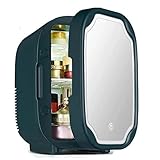 DFGADF Tragbarer Make-up-Kühlschrank, Mini-Kühlschrank 8L Spiegel mit LED-Licht 45–55W Gleichstrom 12V Wechselstrom 220V Heiß- und Kaltmodus Kosmetikaufbewahrung Wohnmobil Reise Camping Geschenk