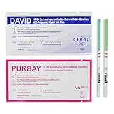 Purbay 50x Ovulations-Test & 10x Schwangerschafts-Test - Teststreifen zur Babyplanung - Urintest bei Kinderwunsch - Pregnancy - Schnelltest - 10miu/