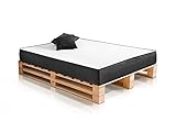 PALETTI Massivholzbett Duo Holzbett Palettenbett Bett aus Paletten mit 11 Leisten, Palettenmöbel Made in Germany, 180 x 200 cm, Fichte N