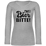 Shirtracer Sprüche Statement mit Spruch - Zwei Bier Bitte - schwarz - XS - Grau meliert - Geschenk - BCTW071 - Langarmshirt D