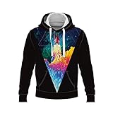 YDyun Druck s Pullover mit Kapuze Sweatshirts Geometrische 3D-Digitaldruckhaub